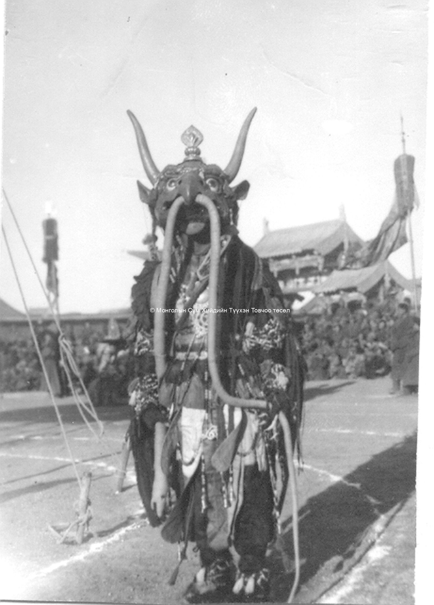 Tsam dance. Khan Garid, the protector of Bogd khan uul. Film Archives K-24878